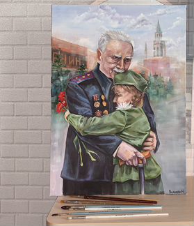 Картина маслом на холсте «связь поколений»