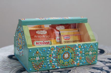 Ящик для чая, специй, ручная роспись по дереву